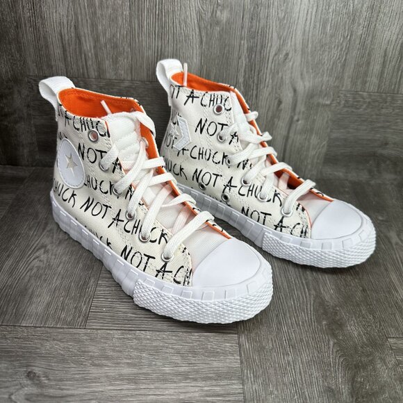 Converse Untitled Hi Not A Chuck Kids size 12 White Black Hightop Shoes - Picture 2 of 7